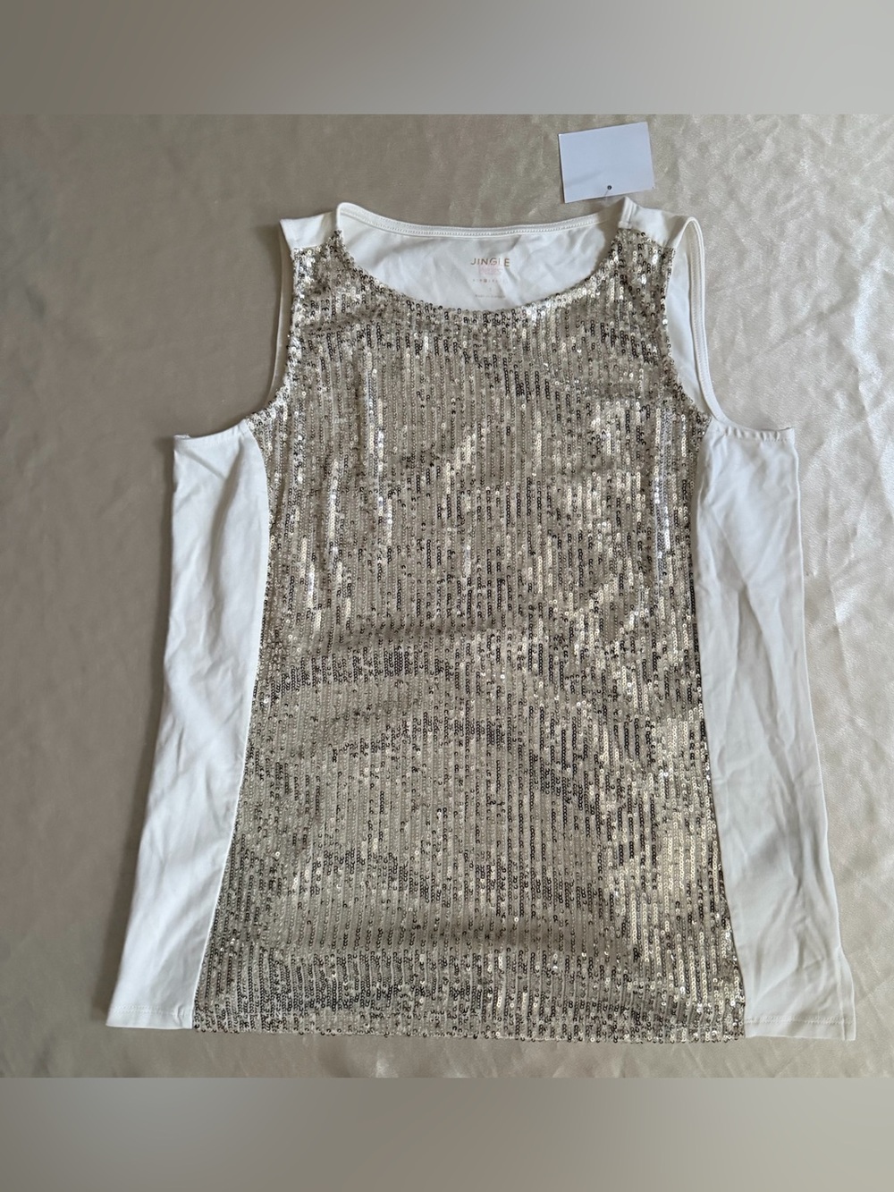 Jingle Belles by Kim Gravel Sequin Mesh Knit Back Tank Top Small A670904 NWOT